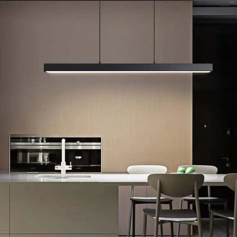 Suspension LED linéaire en métal Thala – Noire ou marron, variable avec télécommande
