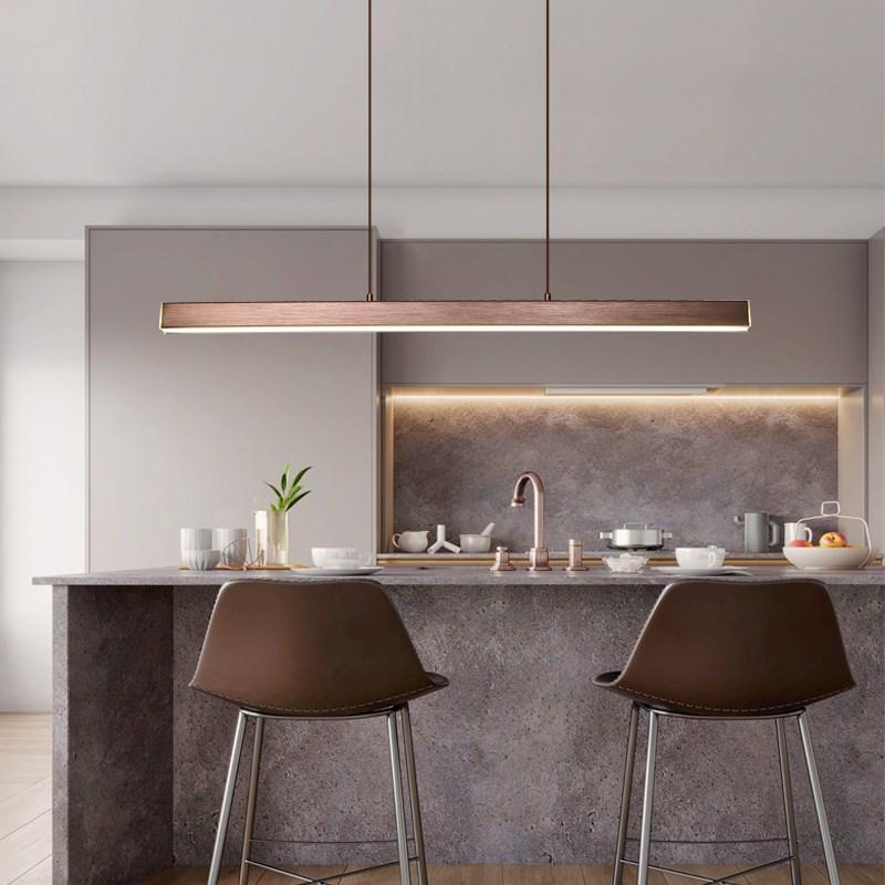 Suspension LED linéaire en métal Thala – Noire ou marron, variable avec télécommande
