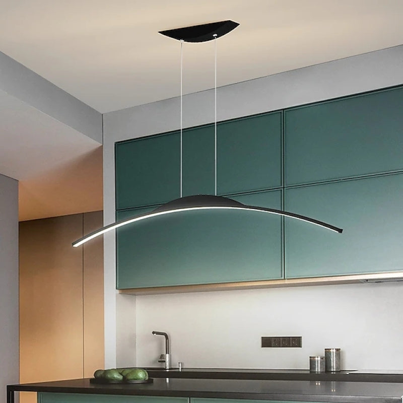 Suspension LED linéaire à télécommande Floa – Arc en métal noir ou doré