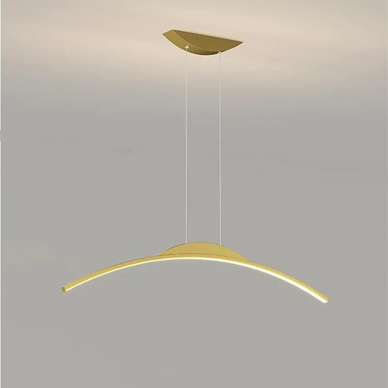 Suspension LED linéaire à télécommande Floa – Arc en métal noir ou doré