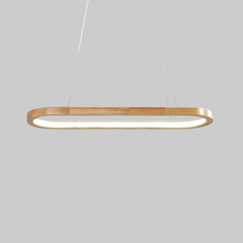 Suspension LED ovale en bois Veon – Diffuseur acrylique, 3 températures de couleur
