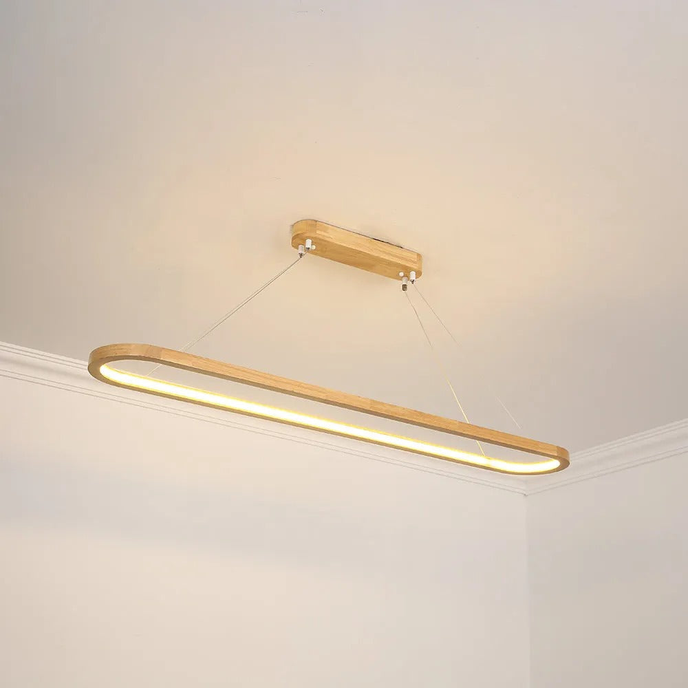 Suspension LED ovale en bois Veon – Diffuseur acrylique, 3 températures de couleur