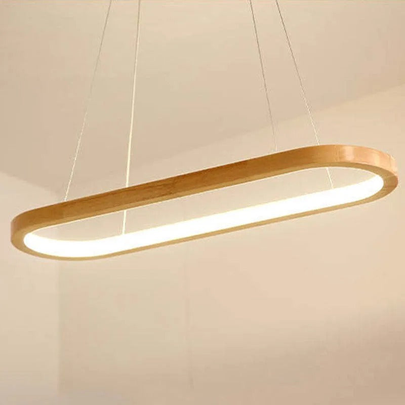 Suspension LED ovale en bois Veon – 60 x 20 cm