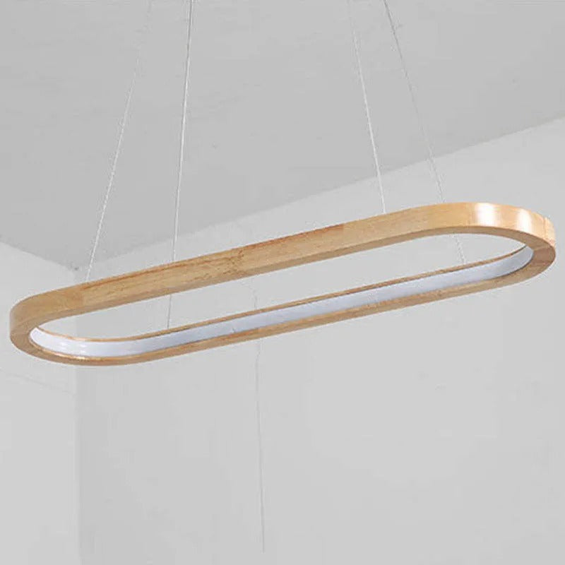 Suspension LED ovale en bois Veon – Diffuseur acrylique, 3 températures de couleur
