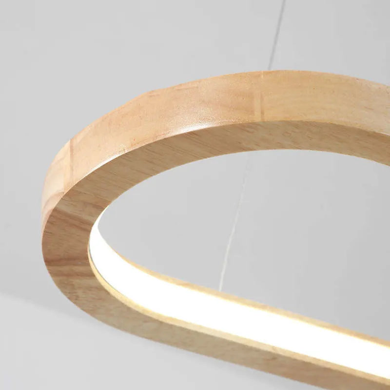 Suspension LED ovale en bois Veon – Diffuseur acrylique, 3 températures de couleur