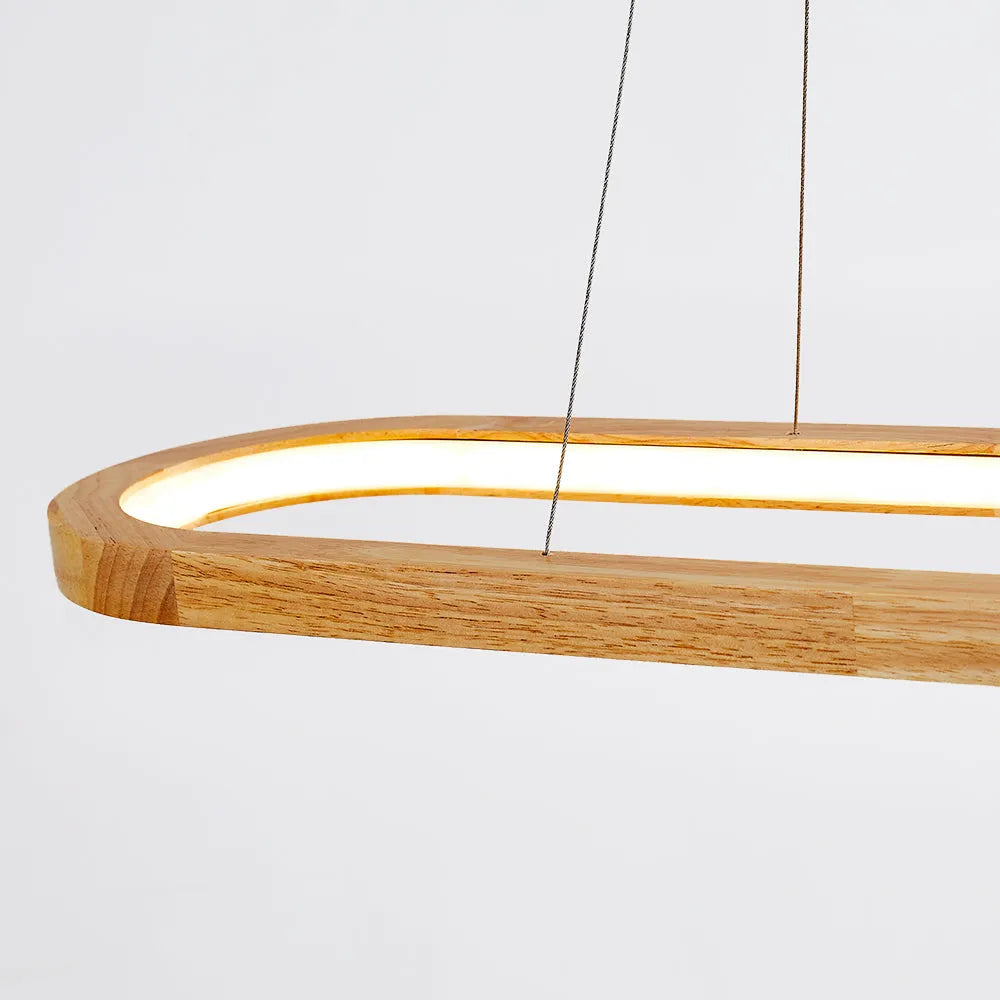 Suspension LED ovale en bois Veon – Diffuseur acrylique, 3 températures de couleur