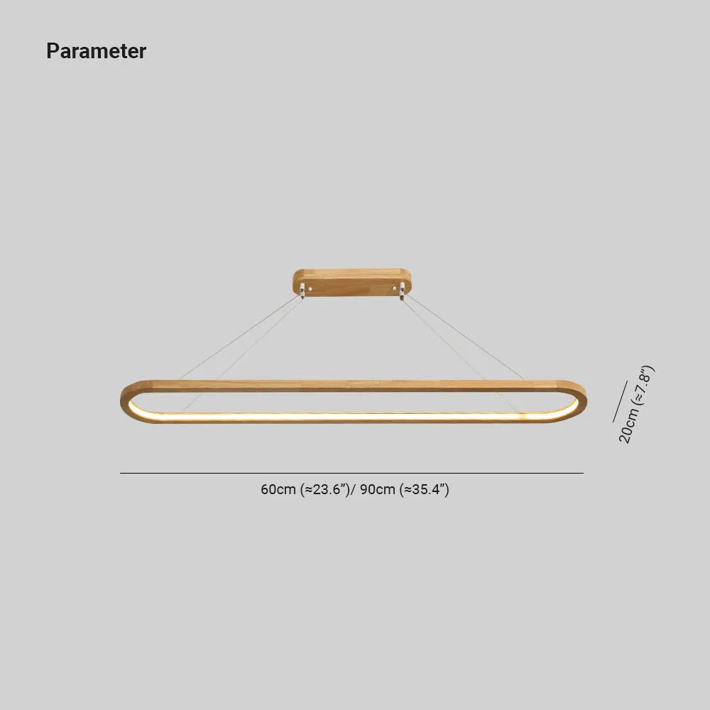 Suspension LED ovale en bois Veon – Diffuseur acrylique, 3 températures de couleur
