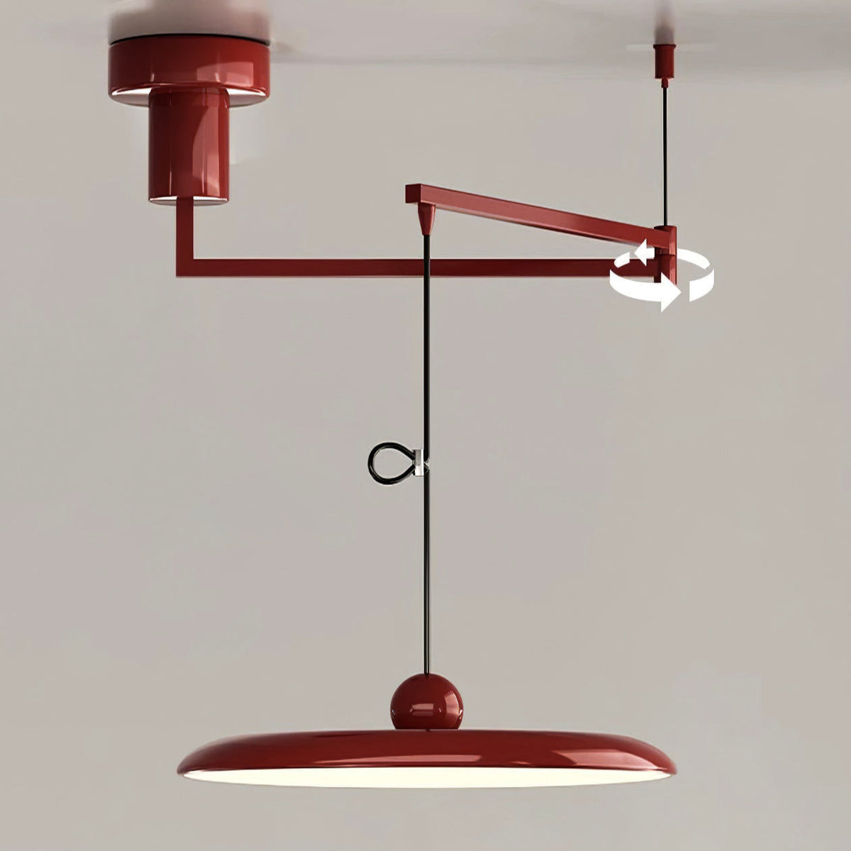 Suspension en métal à bras orientable Flux – Coloris Morandi, LED intégrée