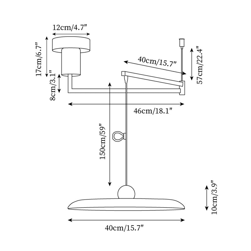 Suspension en métal à bras orientable Flux – Coloris Morandi, LED intégrée