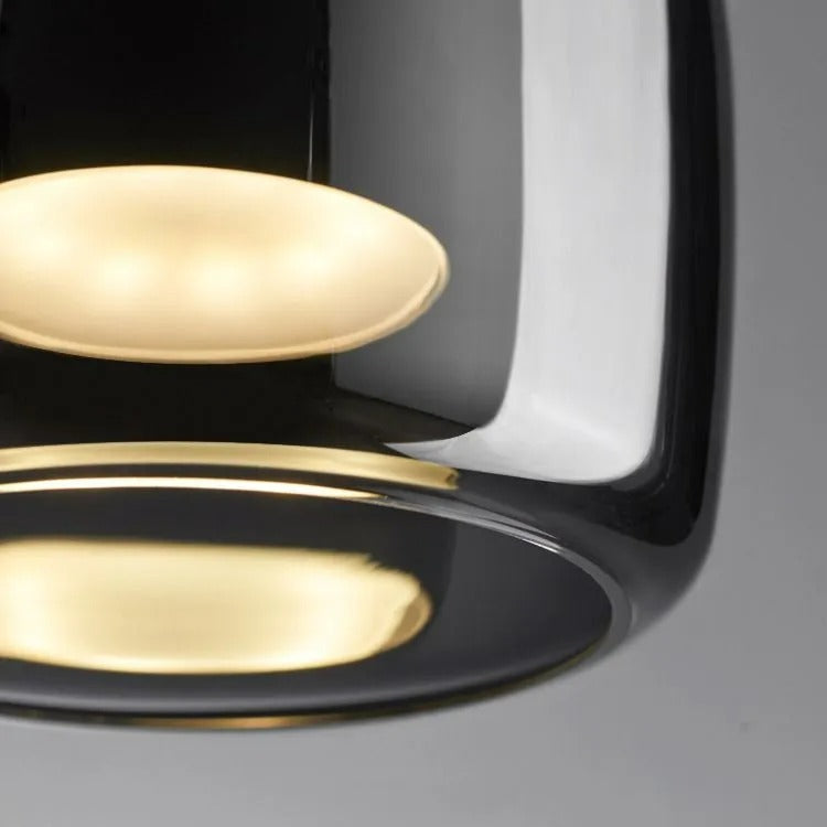 Suspension minimaliste en verre fumé June – Simple ou 3 têtes, version variable