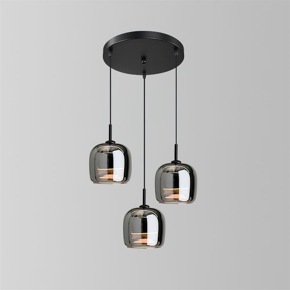 Suspension minimaliste en verre fumé June – Simple ou 3 têtes, version variable