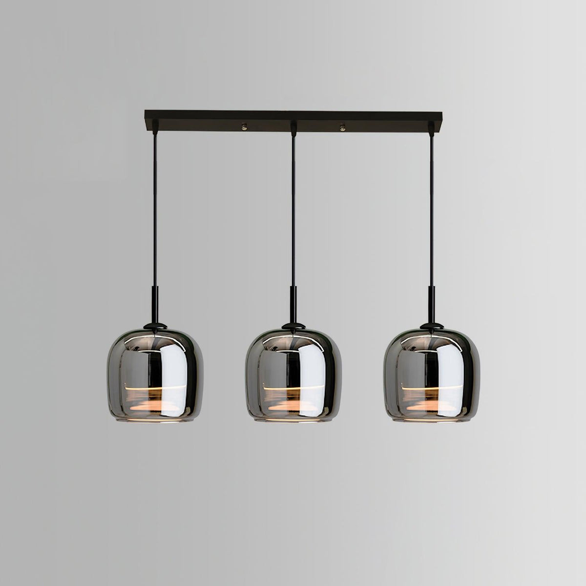 Suspension minimaliste en verre fumé June – Simple ou 3 têtes, version variable