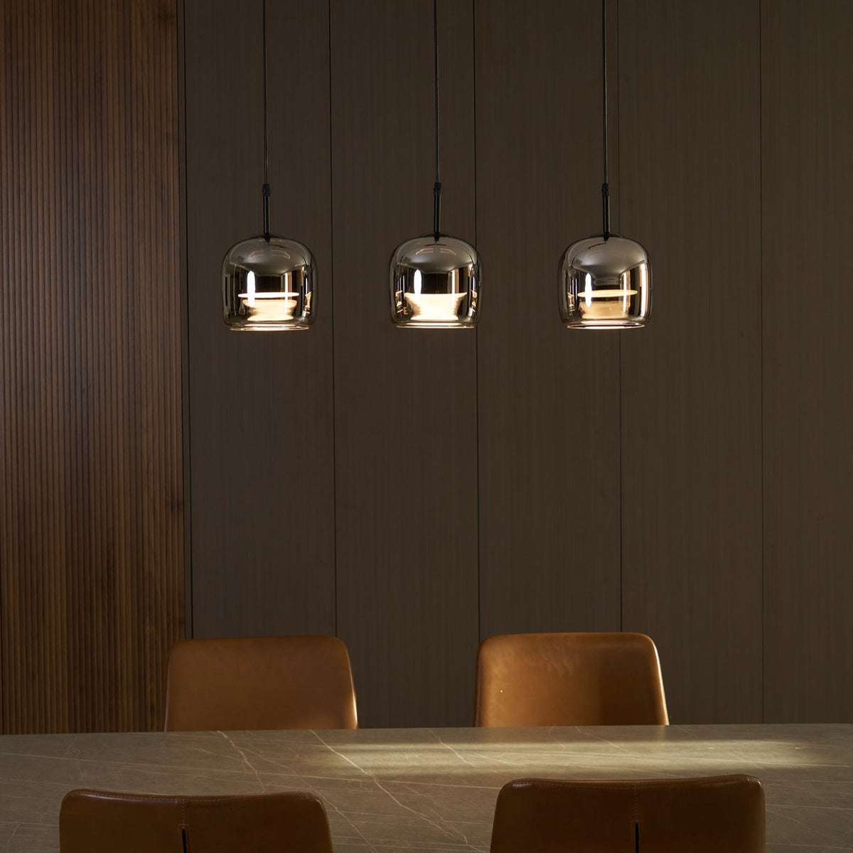 Suspension minimaliste en verre fumé June – Simple ou 3 têtes, version variable