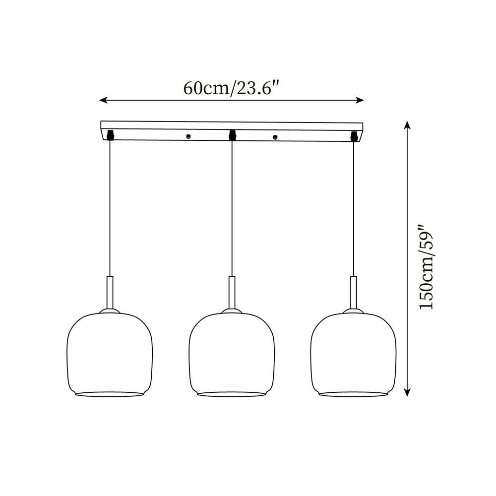 Suspension minimaliste en verre fumé June – Simple ou 3 têtes, version variable