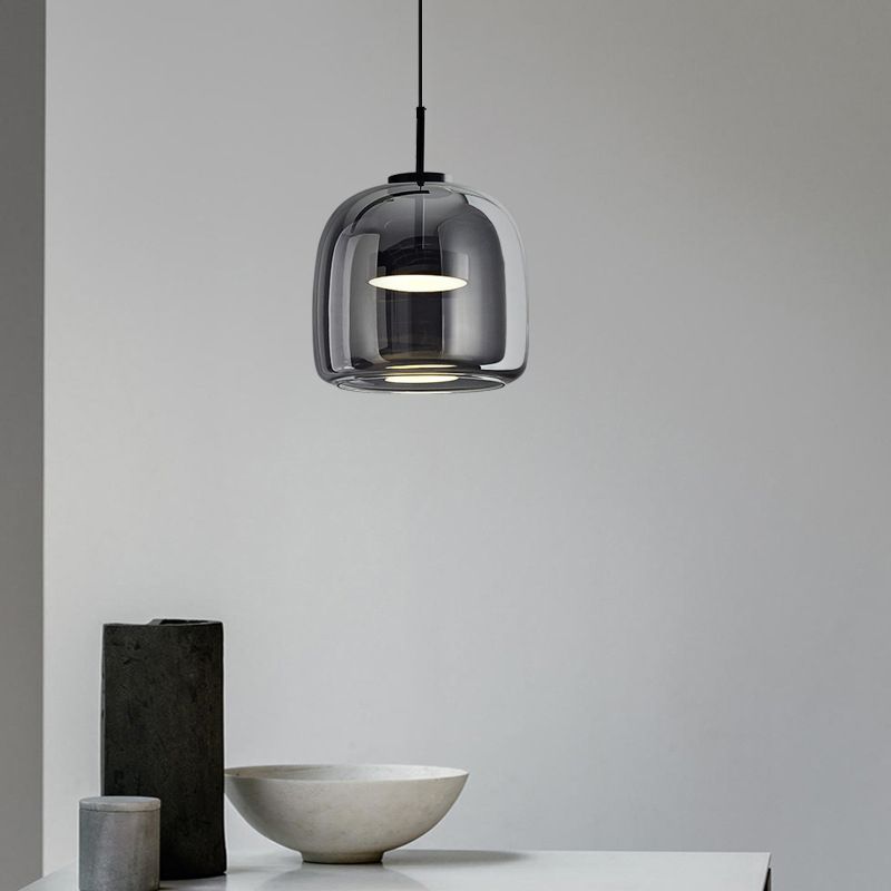Suspension minimaliste en verre fumé June – Simple ou 3 têtes, version variable