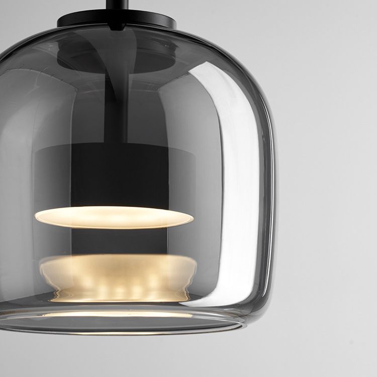 Suspension minimaliste en verre fumé June – Simple ou 3 têtes, version variable