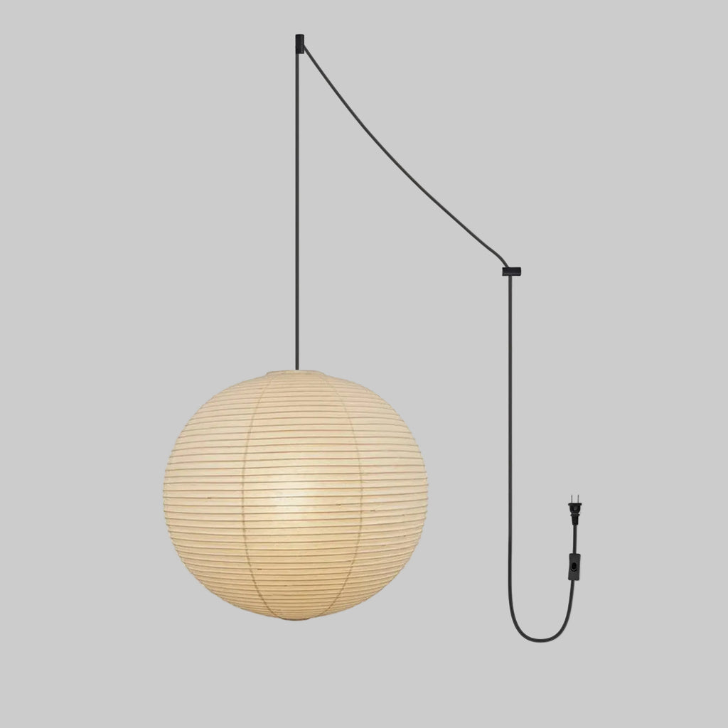 Suspension en papier washi Sylin – Grand abat-jour rond à lumière douce, de 40 à 120 cm