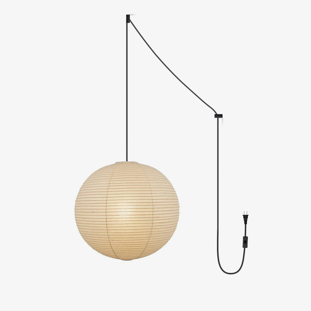 Suspension en papier washi Sylin – Grand abat-jour rond à lumière douce, de 40 à 120 cm
