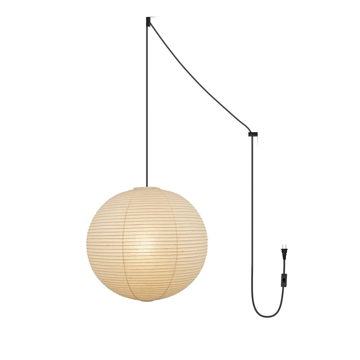 Suspension en papier washi Sylin – Grand abat-jour rond à lumière douce, de 40 à 120 cm