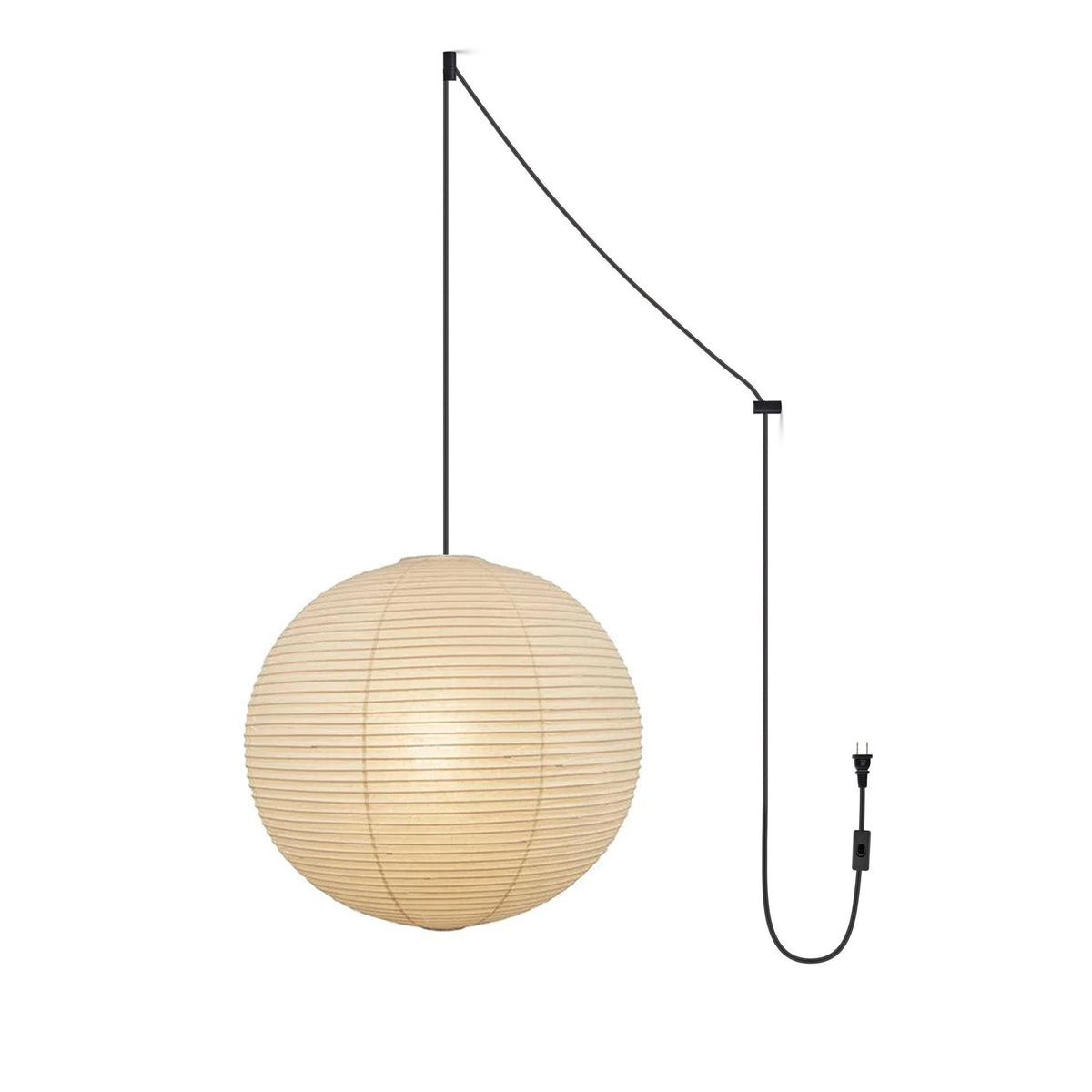 Suspension en papier washi Sylin – Grand abat-jour rond à lumière douce, de 40 à 120 cm