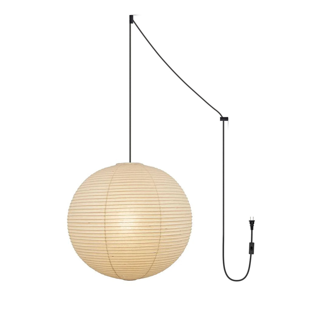 Suspension en papier washi Sylin – Grand abat-jour rond à lumière douce, de 40 à 120 cm