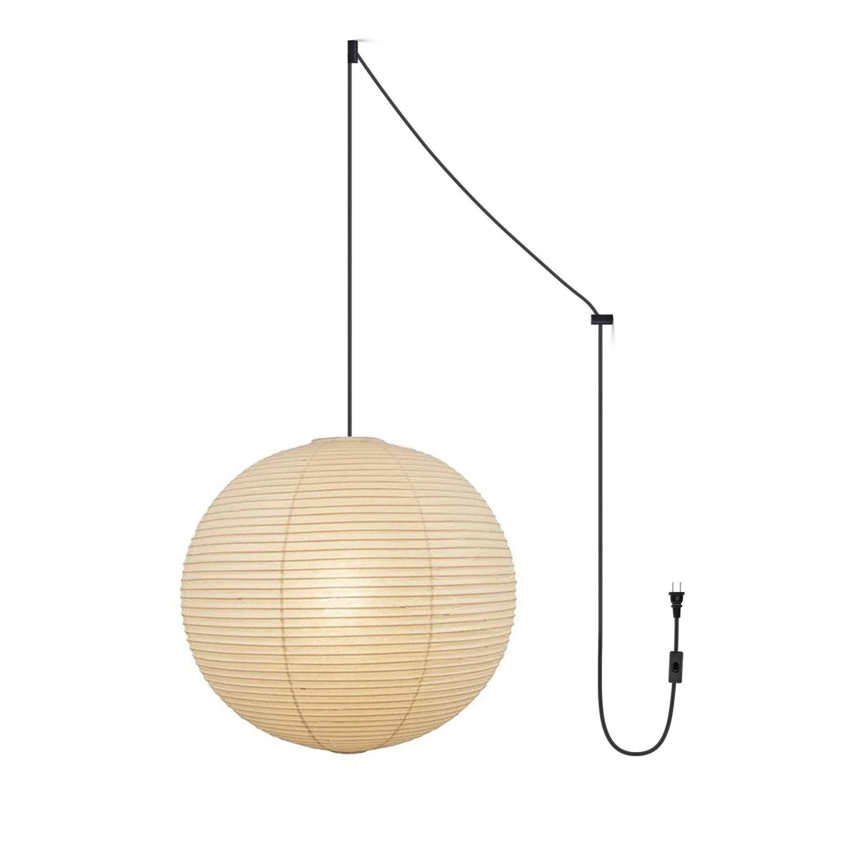 Suspension en papier washi Sylin – Grand abat-jour rond à lumière douce, de 40 à 120 cm