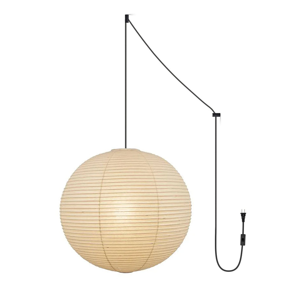Suspension en papier washi Sylin – Grand abat-jour rond à lumière douce, de 40 à 120 cm