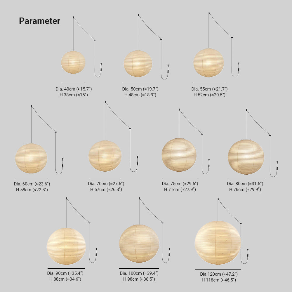 Suspension en papier washi Sylin – Ø 40 cm / Filaire