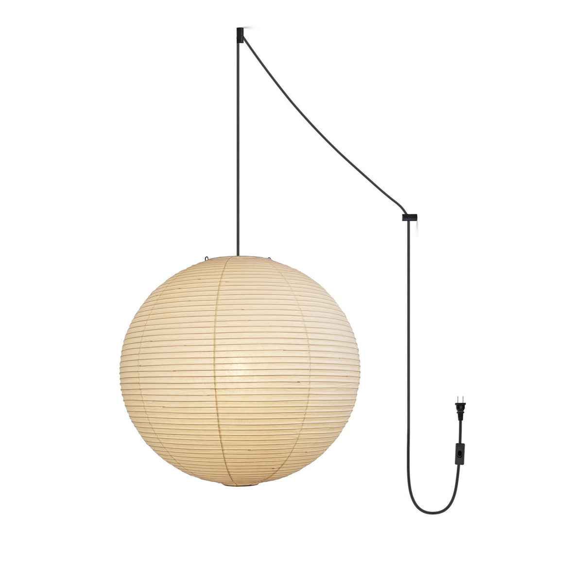 Suspension en papier washi Sylin – Grand abat-jour rond à lumière douce, de 40 à 120 cm
