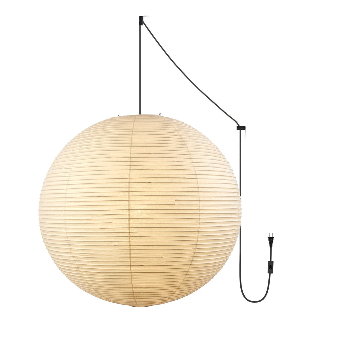 Suspension en papier washi Sylin – Grand abat-jour rond à lumière douce, de 40 à 120 cm