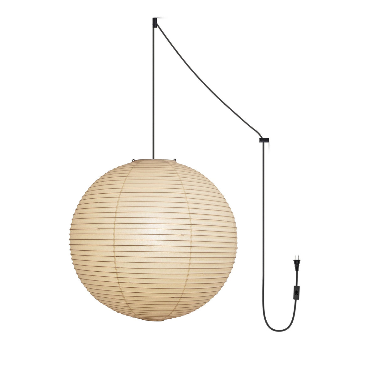 Suspension en papier washi Sylin – Grand abat-jour rond à lumière douce, de 40 à 120 cm