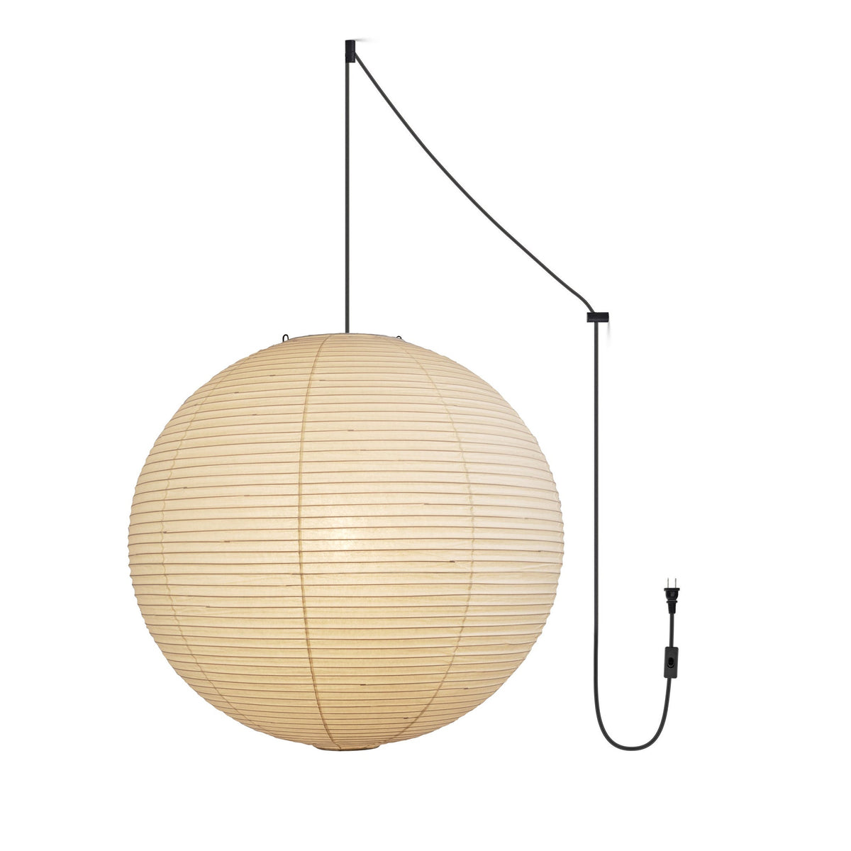 Suspension en papier washi Sylin – Grand abat-jour rond à lumière douce, de 40 à 120 cm