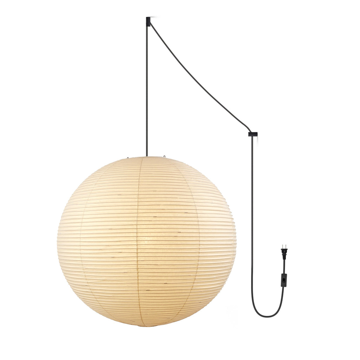 Suspension en papier washi Sylin – Grand abat-jour rond à lumière douce, de 40 à 120 cm