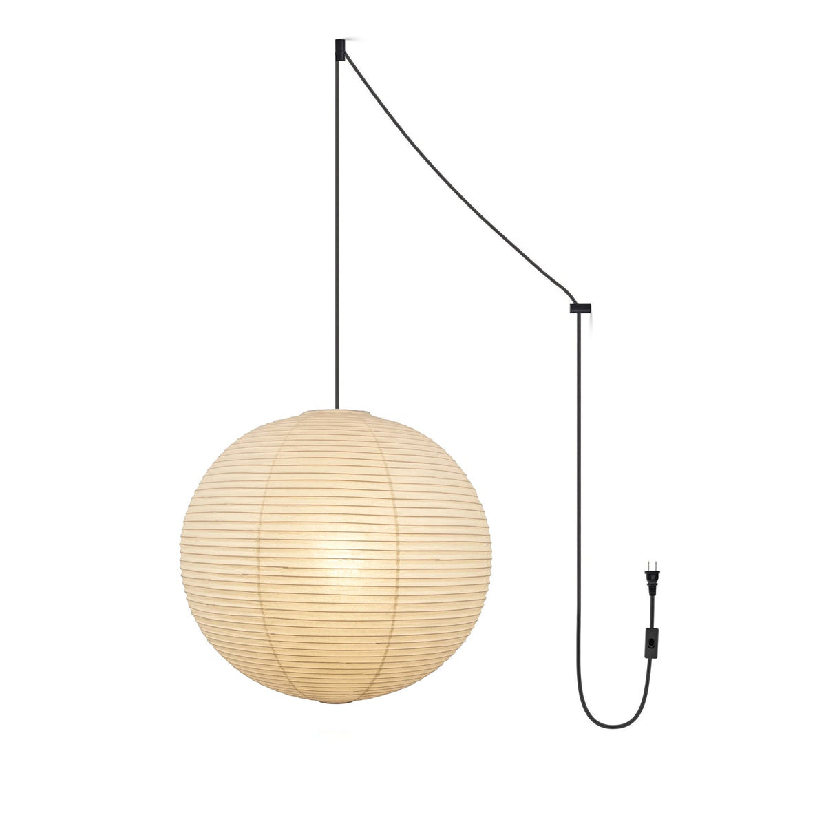 Suspension en papier washi Sylin – Grand abat-jour rond à lumière douce, de 40 à 120 cm