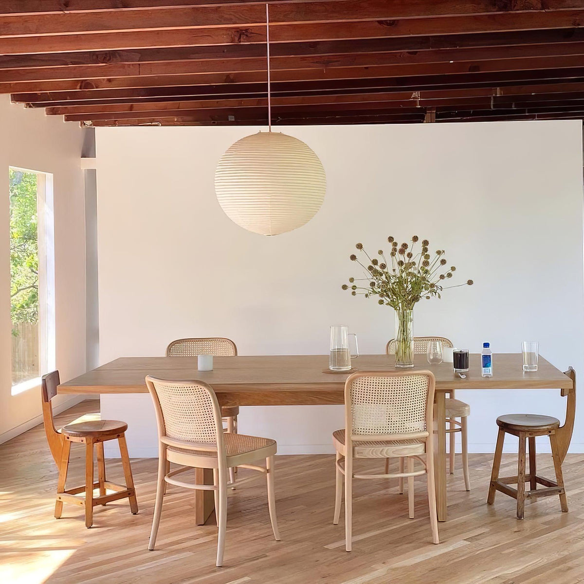 Suspension en papier washi Sylin – Grand abat-jour rond à lumière douce, de 40 à 120 cm