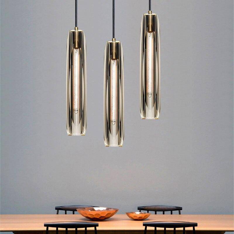 Suspension rétro en verre June – Abat-jour transparent ou gris fumé, douille E14