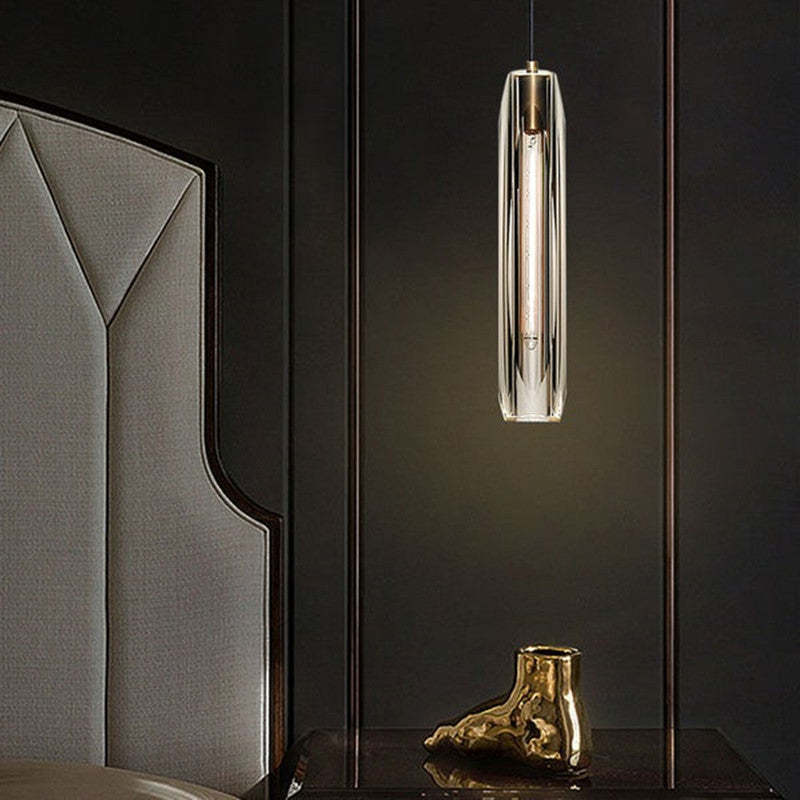 Suspension rétro en verre June – Abat-jour transparent ou gris fumé, douille E14