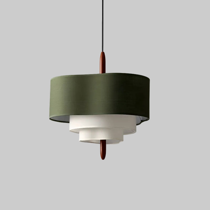 Suspension en tissu Ophel – Abat-jour vert et blanc ou blanc, compatible variateur