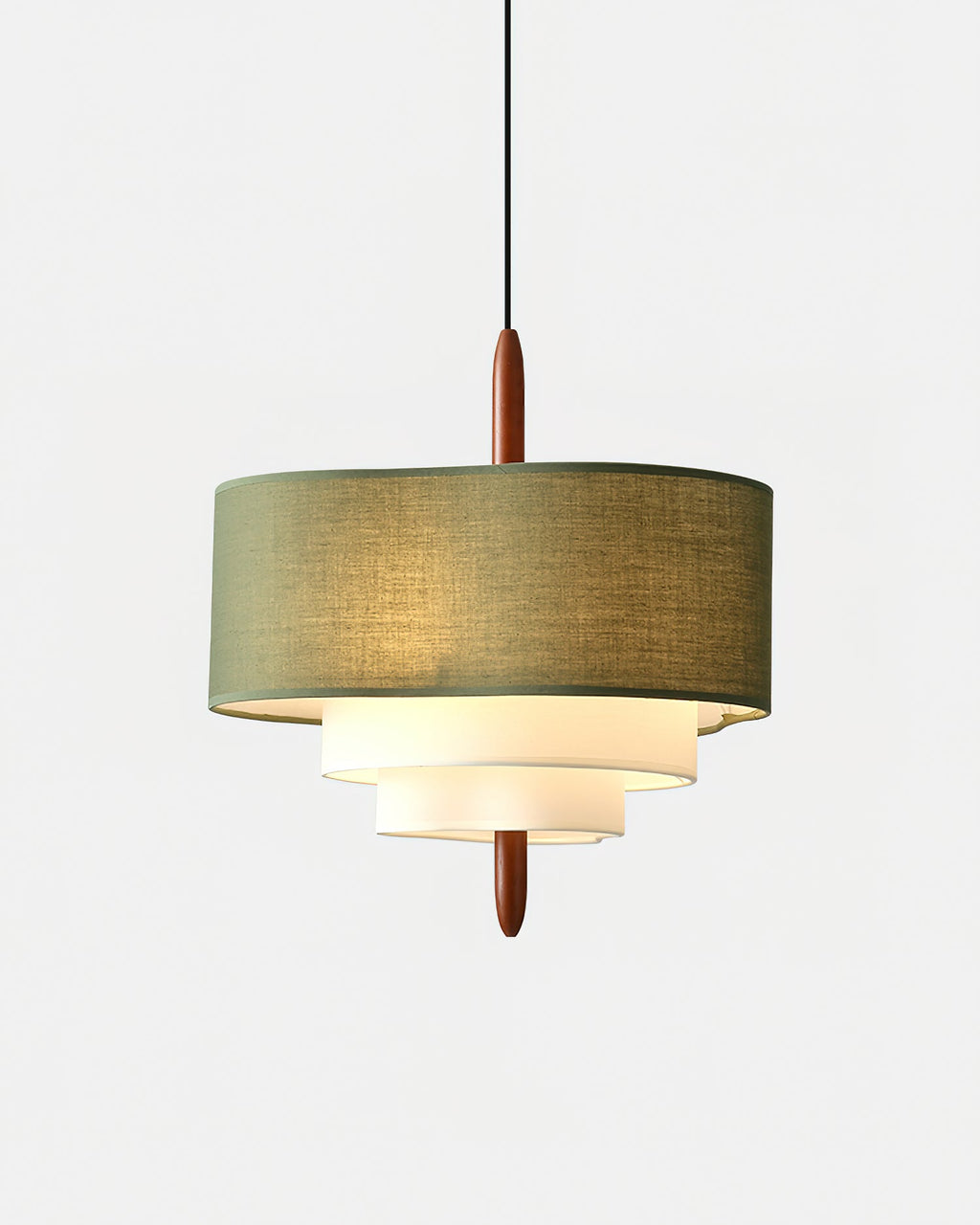 Suspension en tissu Ophel – Abat-jour vert et blanc ou blanc, compatible variateur