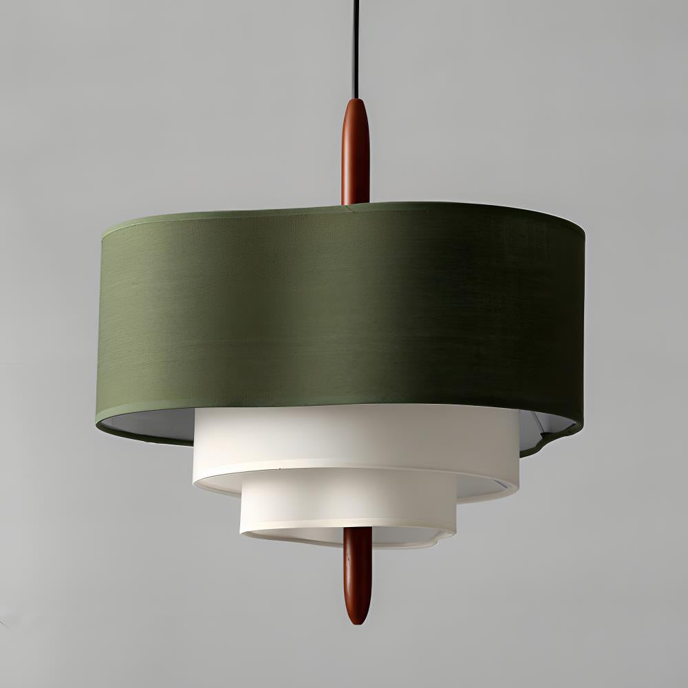 Suspension en tissu Ophel – Abat-jour vert et blanc ou blanc, compatible variateur