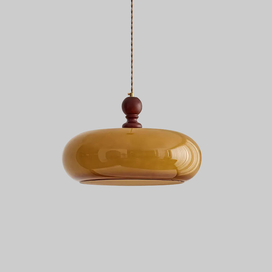 Suspension en verre ambré Eldom – Noyer et verre marron