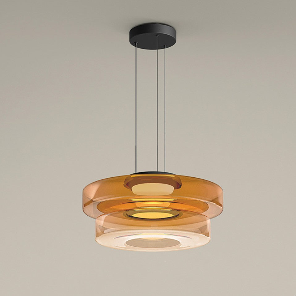 Suspension en verre à étages Jojo – Ambre, vert ou gris fumé, 1 à 3 niveaux