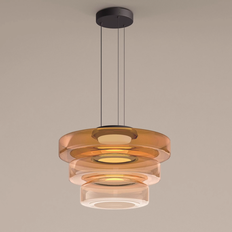 Suspension en verre à étages Jojo – Ambre, vert ou gris fumé, 1 à 3 niveaux