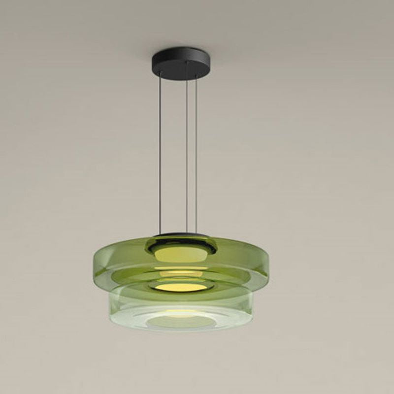 Suspension en verre à étages Jojo – Ambre, vert ou gris fumé, 1 à 3 niveaux