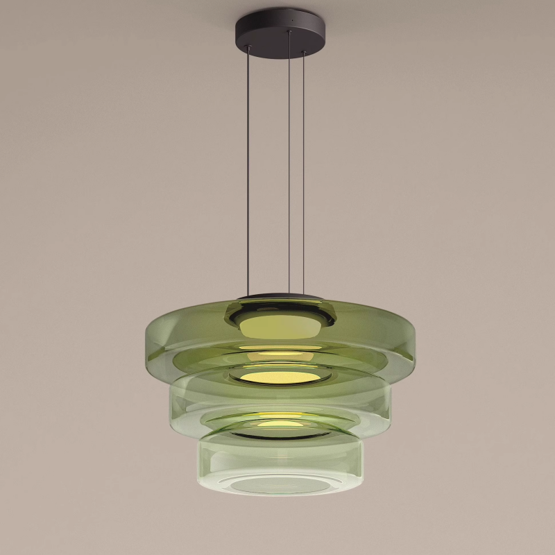Suspension en verre à étages Jojo – Ambre, vert ou gris fumé, 1 à 3 niveaux