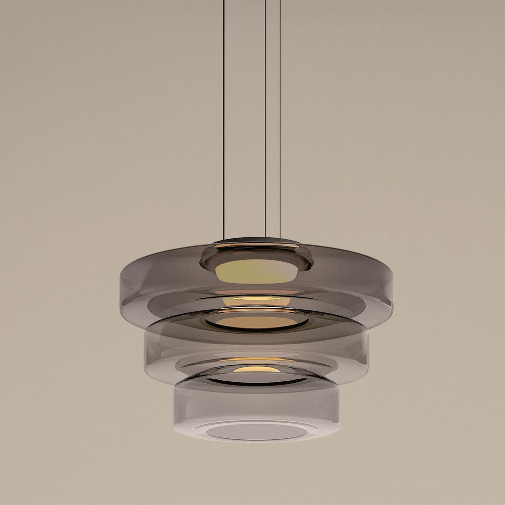 Suspension en verre à étages Jojo – Ambre, vert ou gris fumé, 1 à 3 niveaux