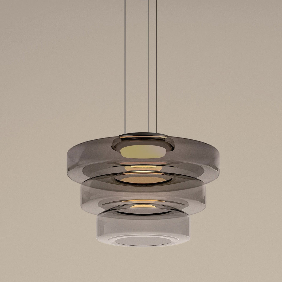 Suspension en verre à étages Jojo – Ambre, vert ou gris fumé, 1 à 3 niveaux