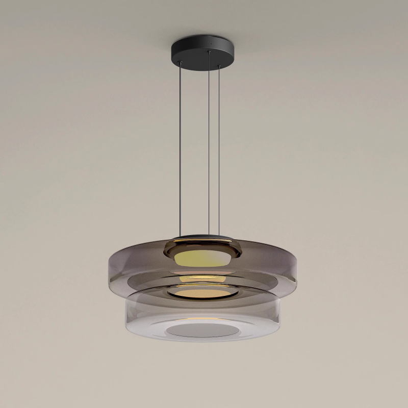 Suspension en verre à étages Jojo – Ambre, vert ou gris fumé, 1 à 3 niveaux