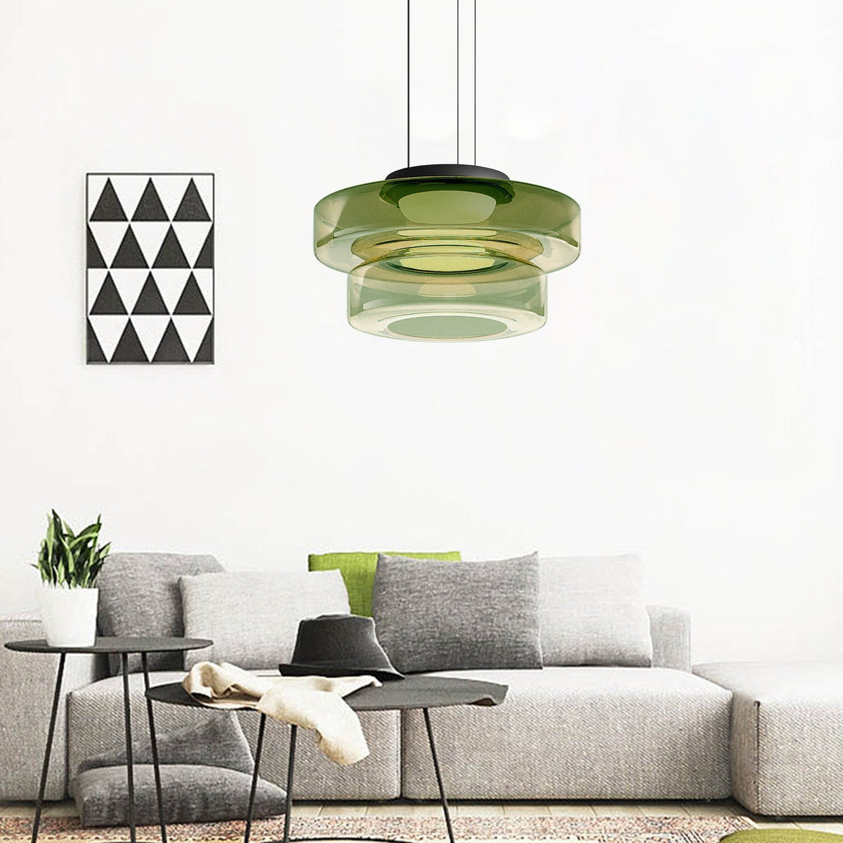 Suspension en verre à étages Jojo – Ambre, vert ou gris fumé, 1 à 3 niveaux