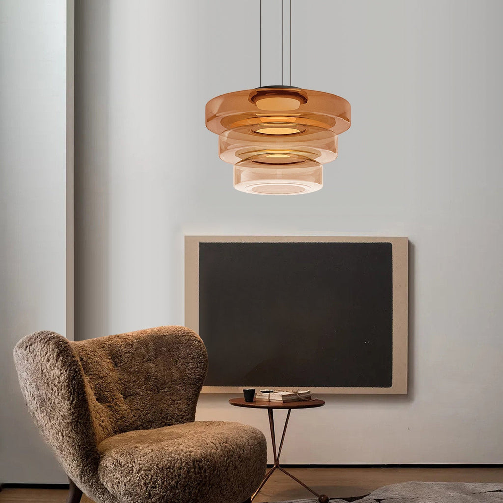 Suspension en verre à étages Jojo – Ambre, vert ou gris fumé, 1 à 3 niveaux